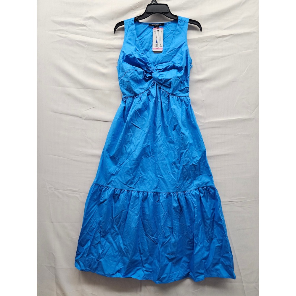 French Connection Womens Twist Front Maxi Dress Blue Cotton Casual Size Small